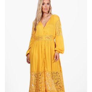 Plus Boho Lace Insert Maxi Dress